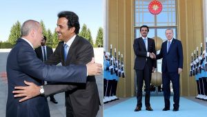 أردوغان يستقبل أمير قطر في المجمع الرئاسي بأنقرة
