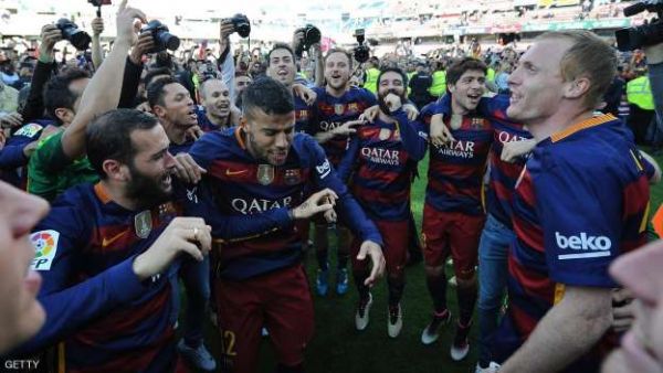 شاهد صورا لاحتفال برشلونة بفوزه بالدوري الاسباني