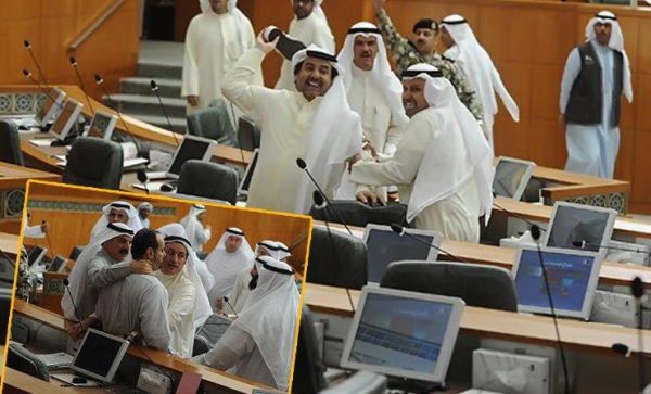 معركة بالأحذية تحت قبة البرلمان الكويتي (صور)