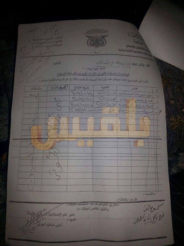بأوامر من شقيق زعيم  الحوثيين.. المليشيا تفرج عن 82 سجين "جنائي" من السجن المركزي بصنعاء ( وثائق)
