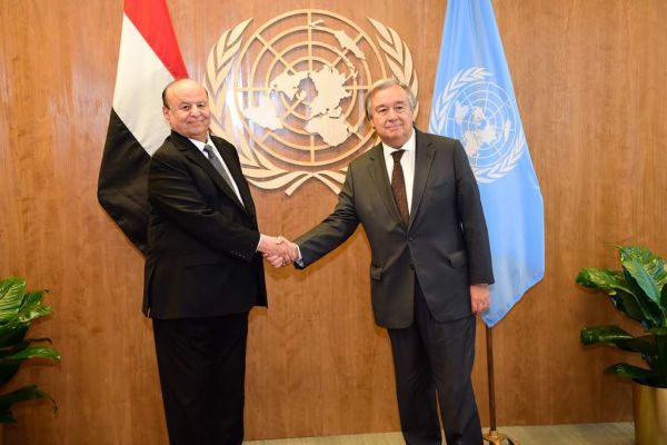 هادي يبحث مع الأمين العام للأمم المتحدة التطورات في اليمن