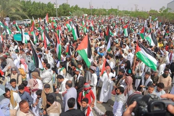 تظاهرات واسعة في المحافظات اليمنية تنديدا بجرائم الاحتلال وتضامنا مع غزة