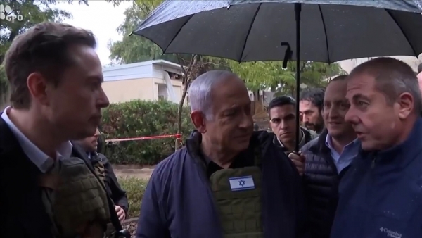 نتنياهو وماسك يقومان بجولة في مستوطنة إسرائيلية بغلاف غزة