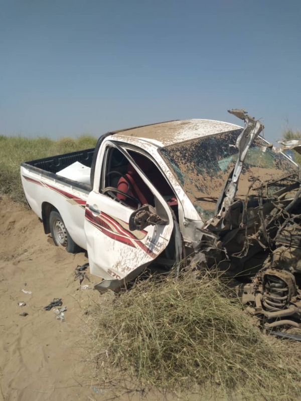 إصابة إثنين من المدنيين وإعطاب سيارة بإنفجار لغم حوثي جنوبي الحديدة