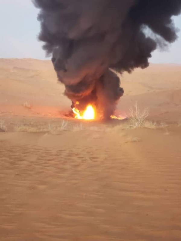 مسلحون قبليون يُفجرون أنبوب النفط في عسيلان بمحافظة شبوة
