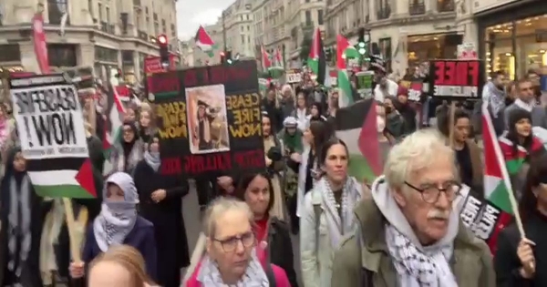 مظاهرة حاشدة في لندن تدعو إلى وقف فوري للعدوان على غزة