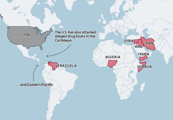تسع عمليات عسكرية في 14 شهرا: خريطة حروب ترامب الجديدة من إيران إلى اليمن والبحر الأحمر (ترجمة خاصة)