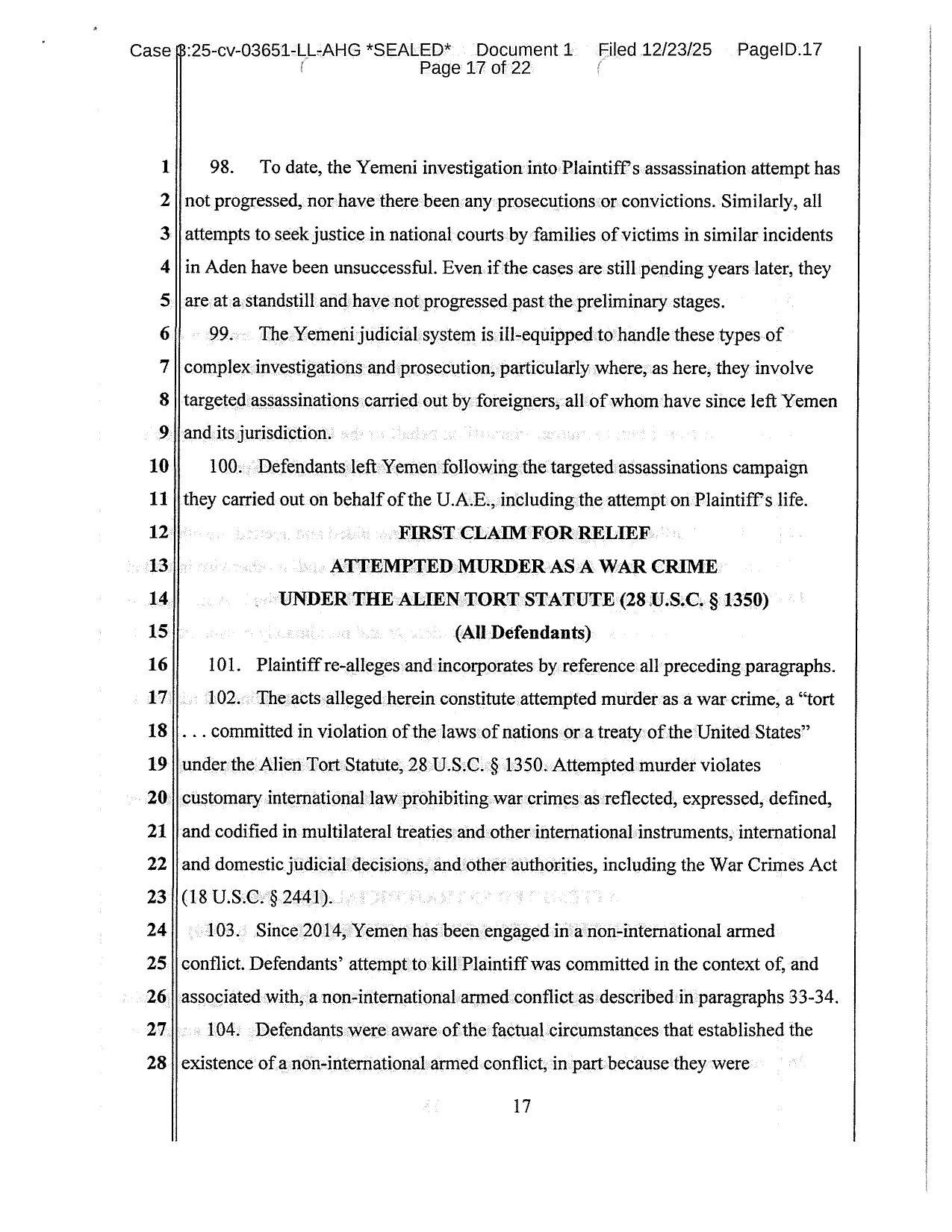 الموقع بوست يحصل على وثائق الدعوى القضائية المرفوعة ضد الإمارات في أمريكا ومرتزقتها في اليمن