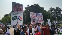 مظاهرة أمام البيت الأبيض تندد بجرائم مليشيا الحوثي والمخلوع