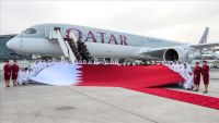 قطر.. وصول أول طائرة "إيرباص A350-1000" وسط احتفالات