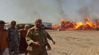 حريق في مستودع أخشاب بمحافظة لحج يلتهم 11 منزلاً