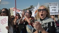احتجاجات أمام القاعدة البريطانية في قبرص المستخدمة لشن ضربات على اليمن وغزة