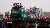 احتفال شعبي حاشد بالمنتخب العراقي في شوارع بغداد